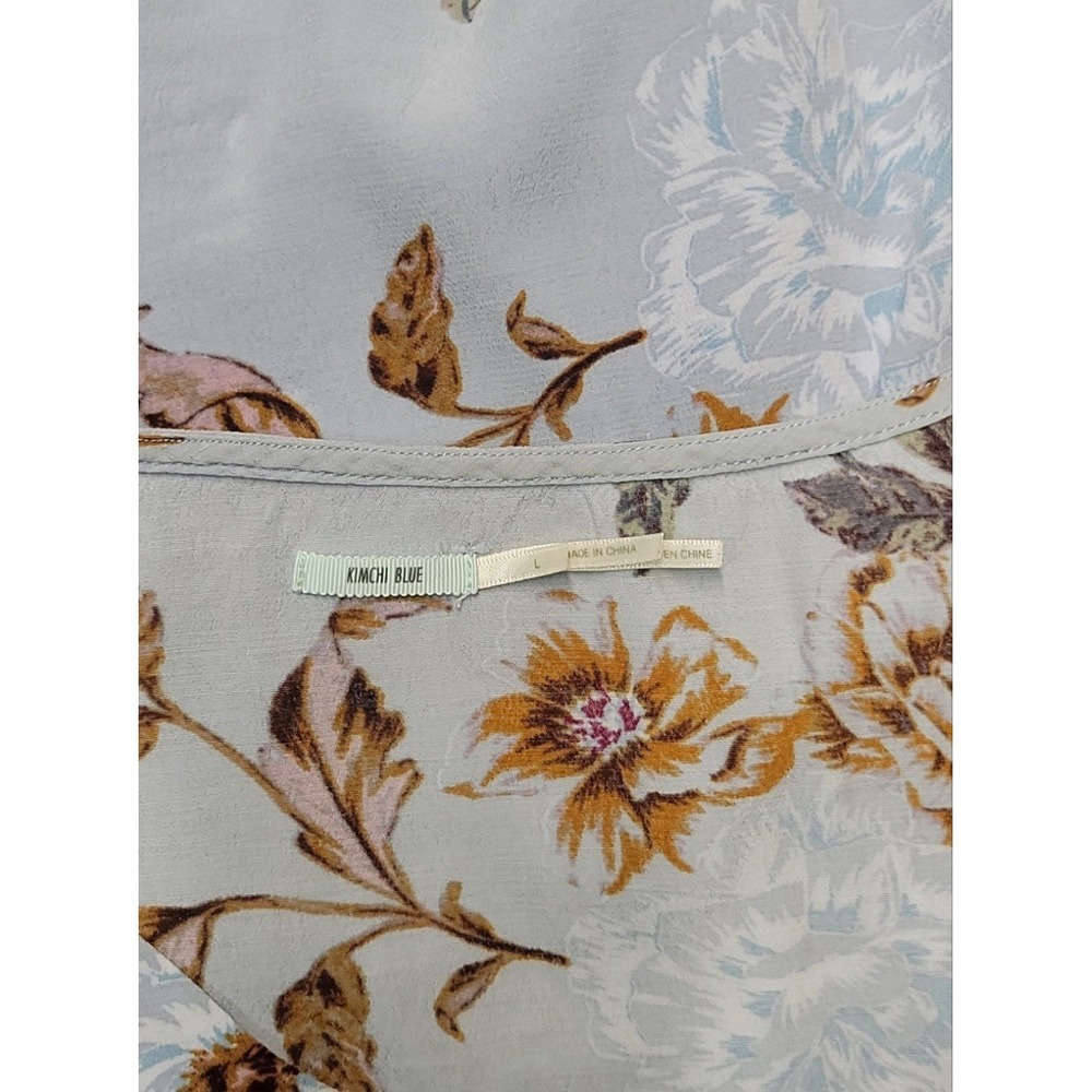 Kimchi Blue Sally Sue Tie-Sleeve Blue Floral Mini Dress Women's Size Large - Picture 8 of 11